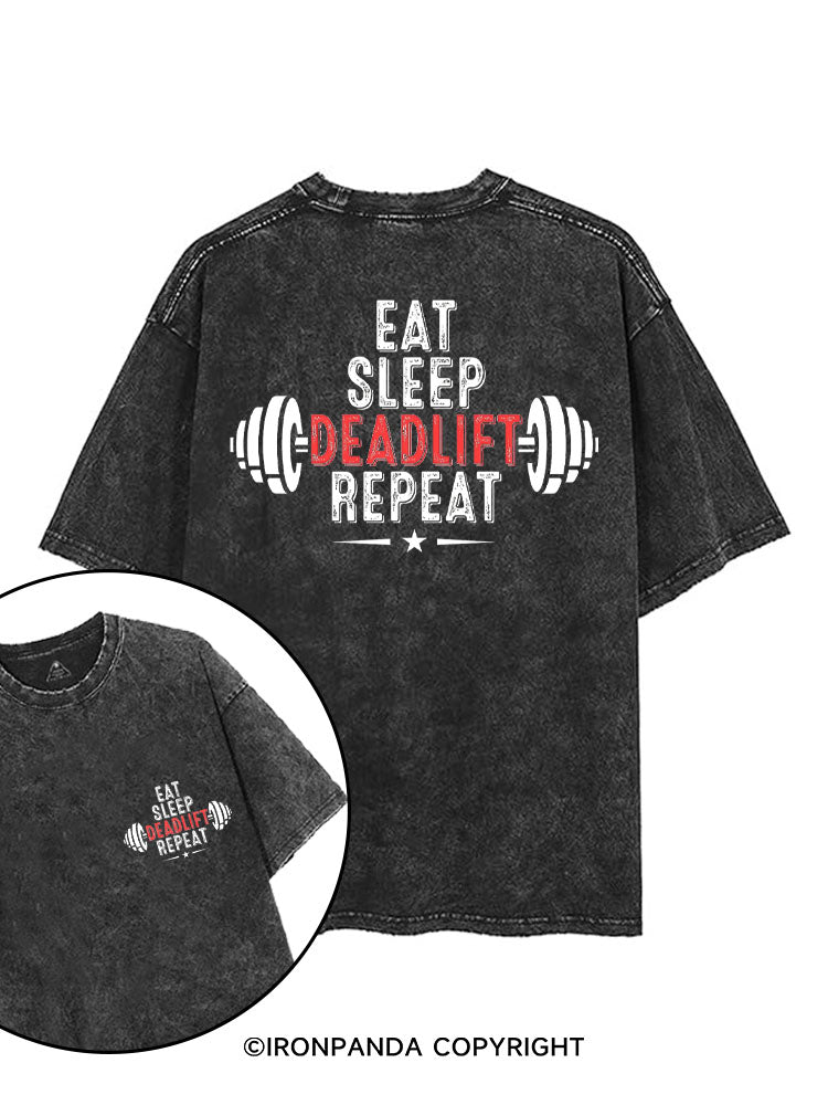 EAT SLEEP DEADLIFT REPEAT printed Gym Shirt