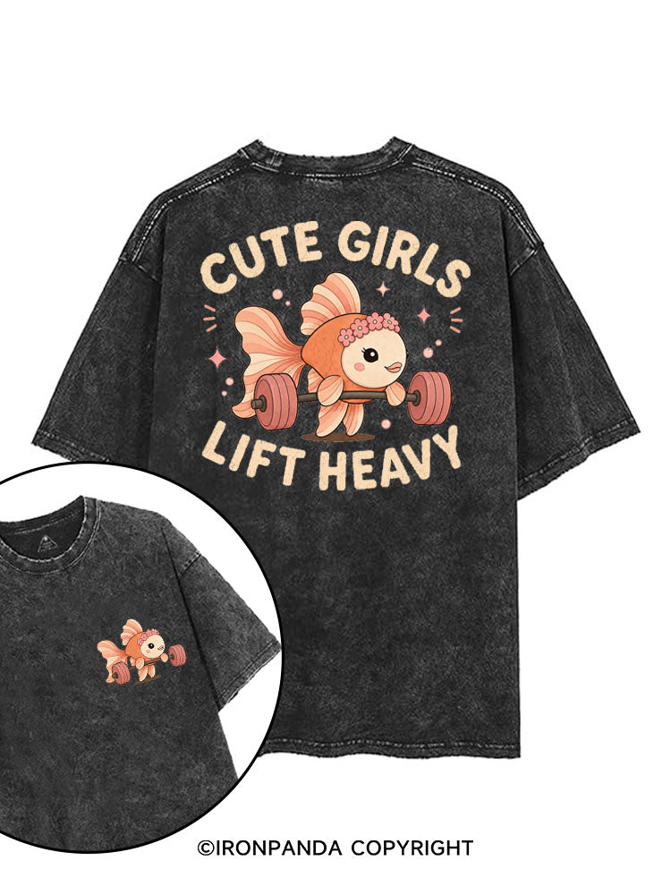 CUTE GIRLS LIFT HEAVY FISH printed Gym Shirt