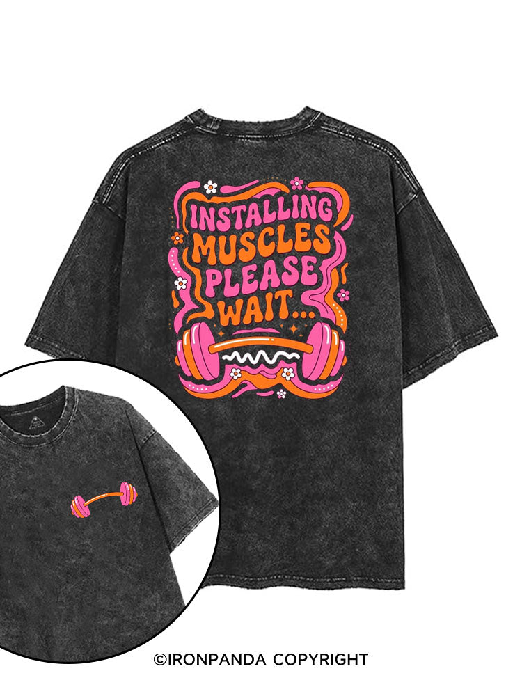 INSTALLING MUSCLES PLEASE WAIT COLORFUL GYM printed Gym Shirt