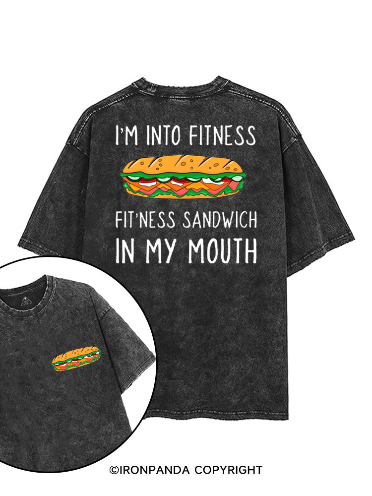 I'M INTO FITNESS FITNESS SANDWICH IN MY MOUTH GYM printed Gym Shirt