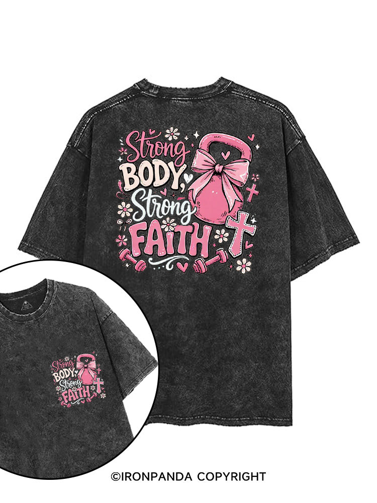 STRONG BODY, STRONG FAITH printed Gym Shirt