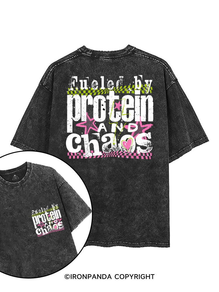 FUELED BY PROTEIN AND CHAOS printed Gym Shirt