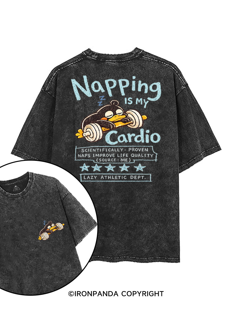 NAPPING IS MY CARDIO printed Gym Shirt