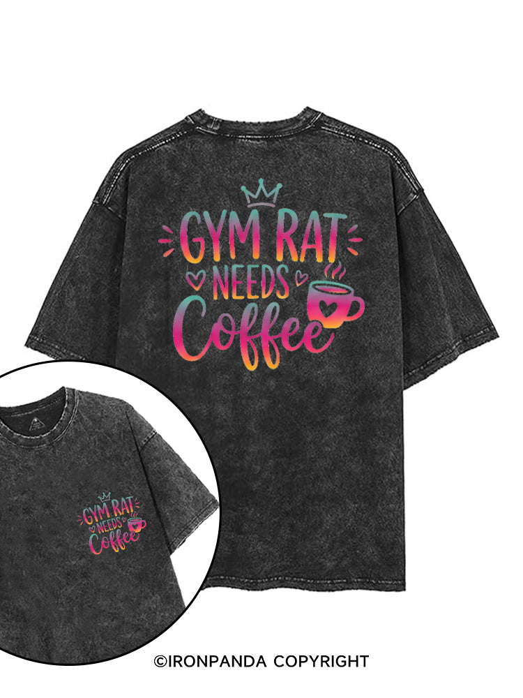 GYM RAT NEEDS COFFEE printed Gym Shirt