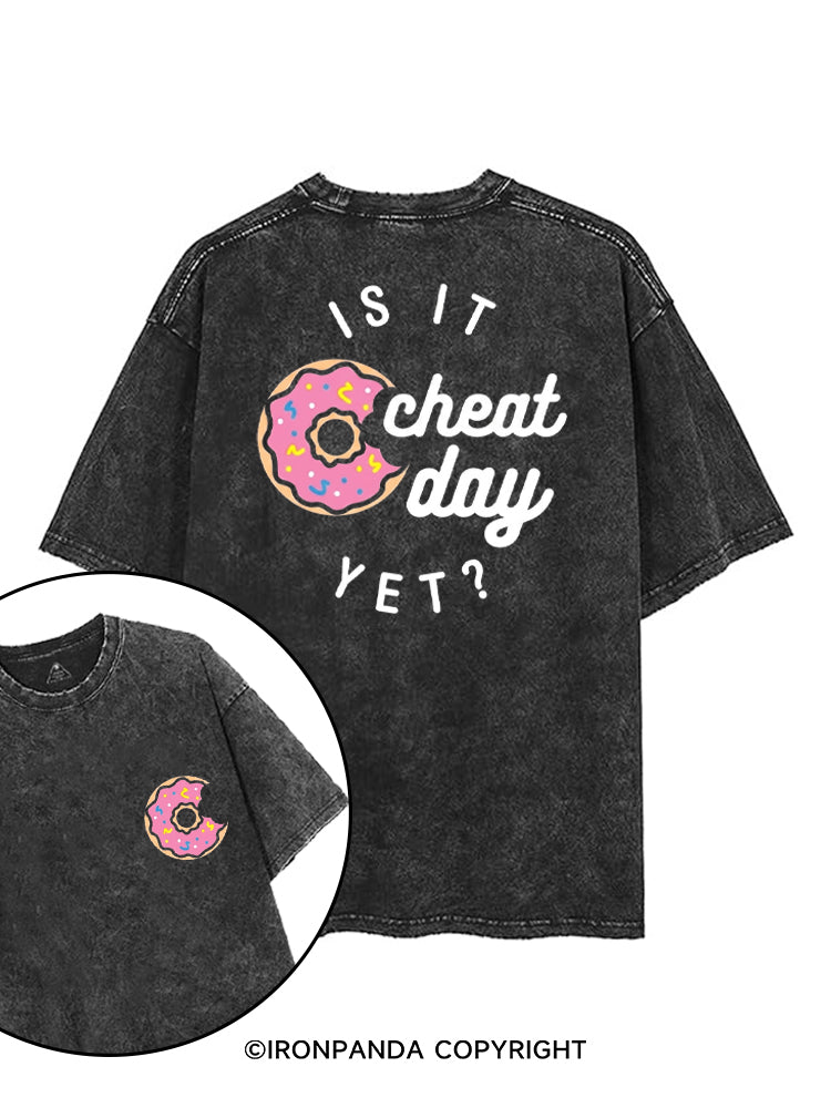 IS IT CHEAT DAY YET DONUT printed Gym Shirt