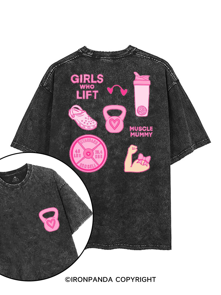 GIRLS WHO LIFT PINK GYM STYLE printed Gym Shirt