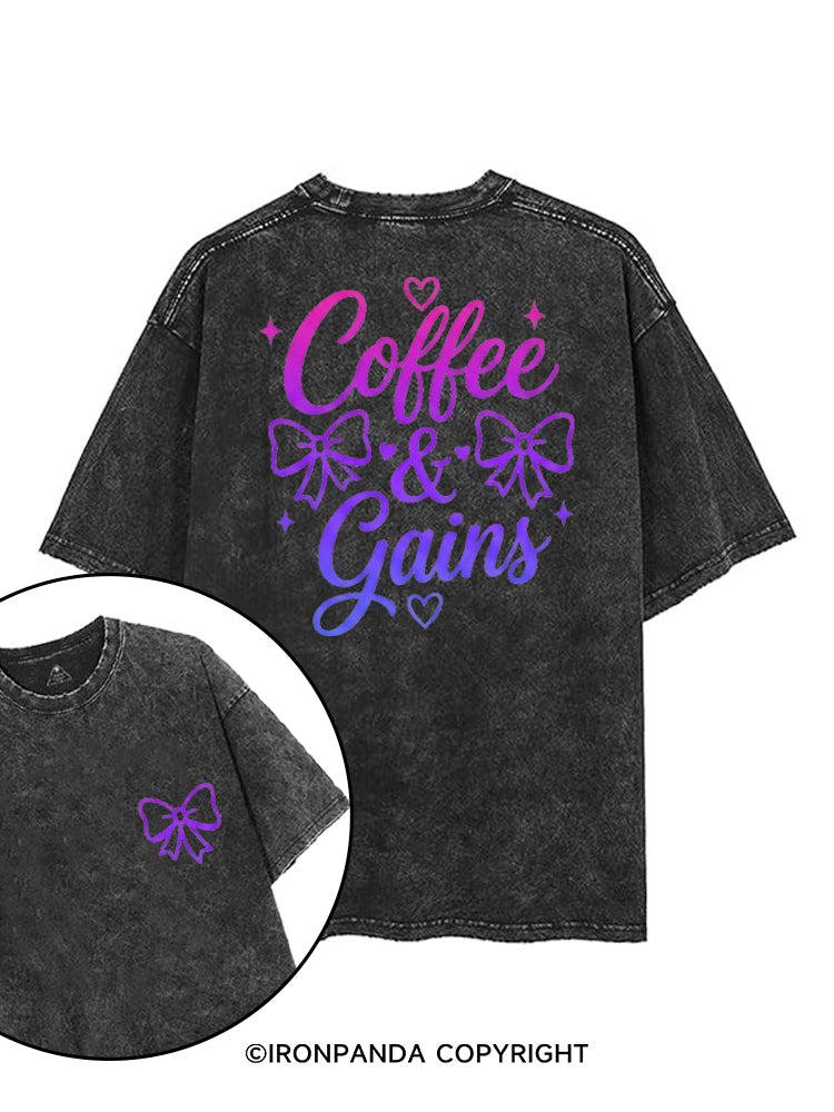 COFFEE & GAINS printed Gym Shirt