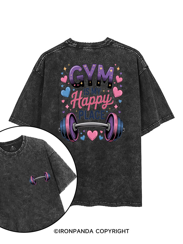 GYM IS MY HAPPY PLACE printed Gym Shirt