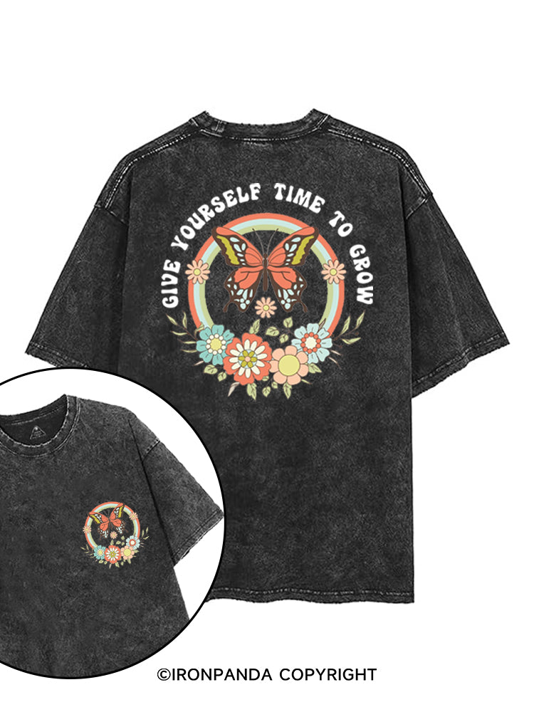 GIVE YOURSELF TIME TO GROW printed Gym Shirt
