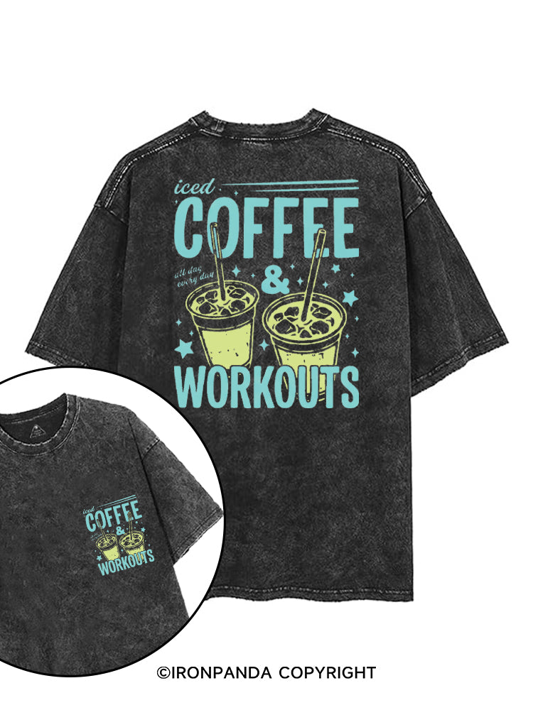 ICED COFFEE & WORKOUTS printed Gym Shirt