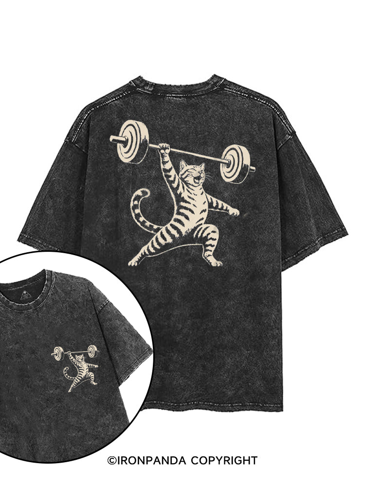 MIGHTY MEOWSTER printed Gym Shirt