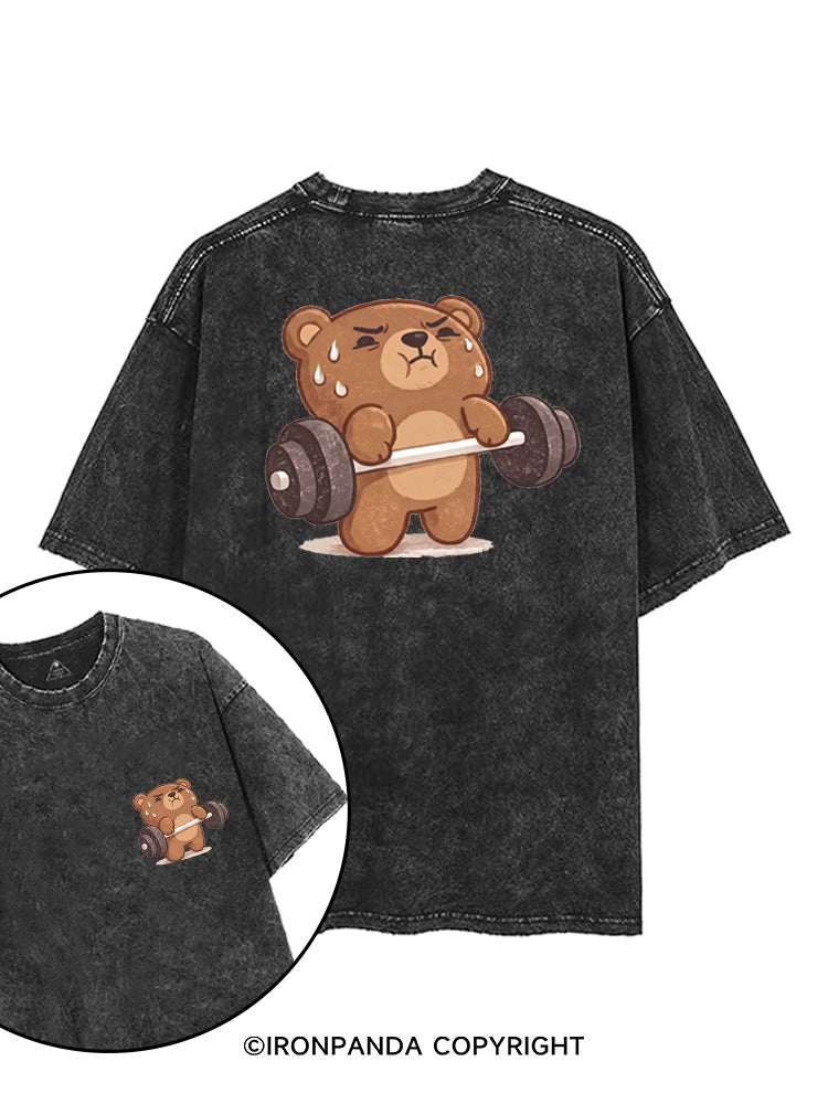 BEARY TIRED BUT BEARY STRONG printed Gym Shirt