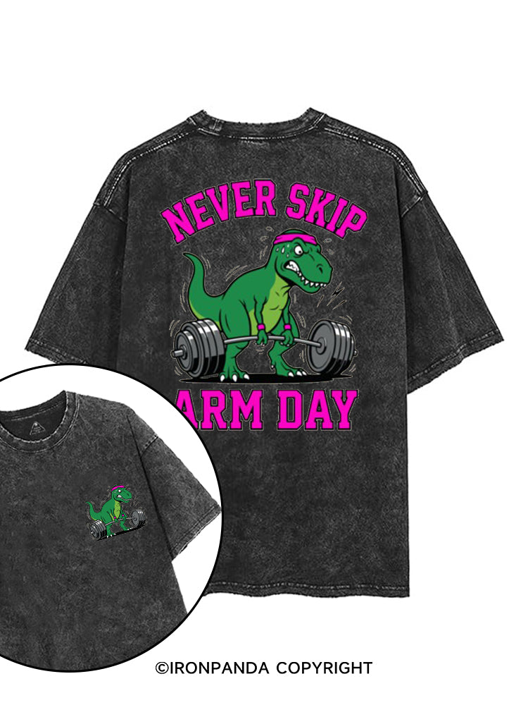 NEVER SKIP ARM DAY printed Gym Shirt