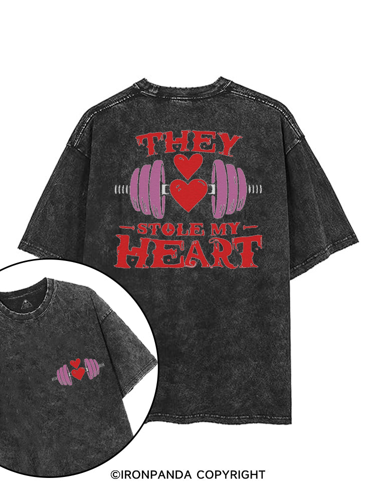THEY STOLE MY HEART printed Gym Shirt