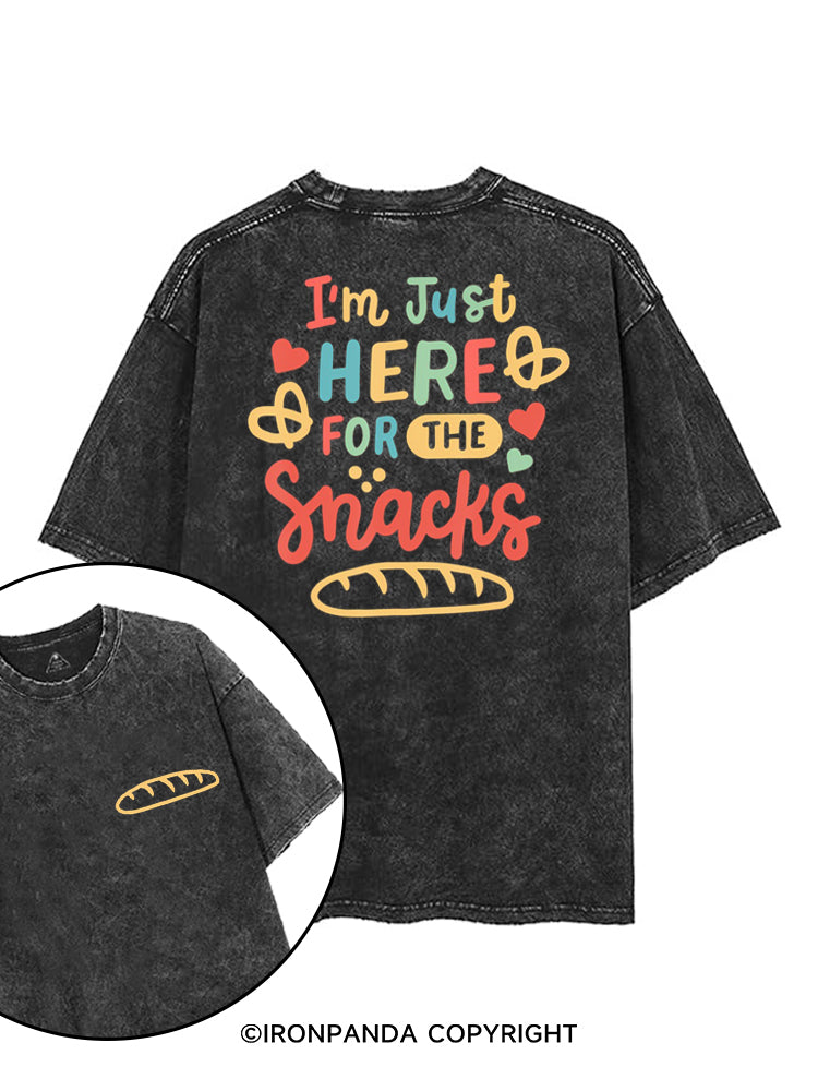I'M JUST HERE FOR THE SNACKS printed Gym Shirt
