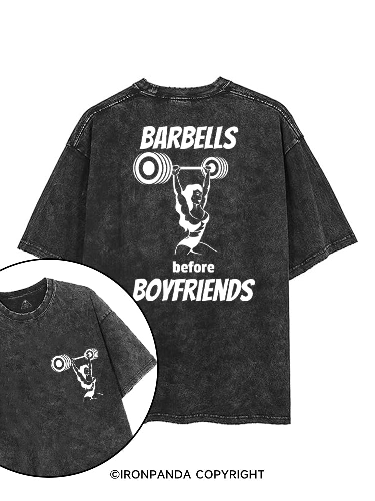 BARBELLS BEFORE BOYFRIENDS printed Gym Shirt