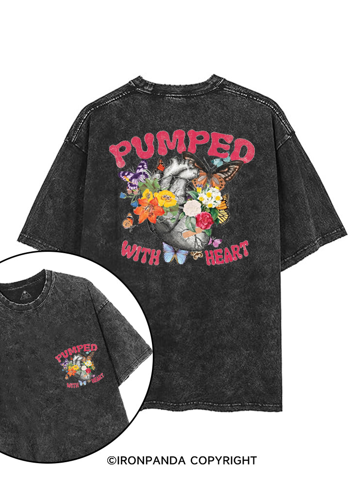 PUMPED WITH HEART printed Gym Shirt