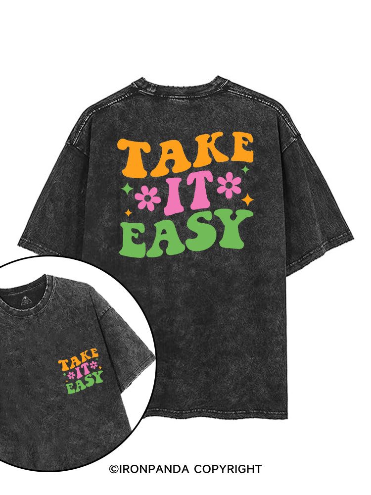 TAKE IT EASY printed Gym Shirt