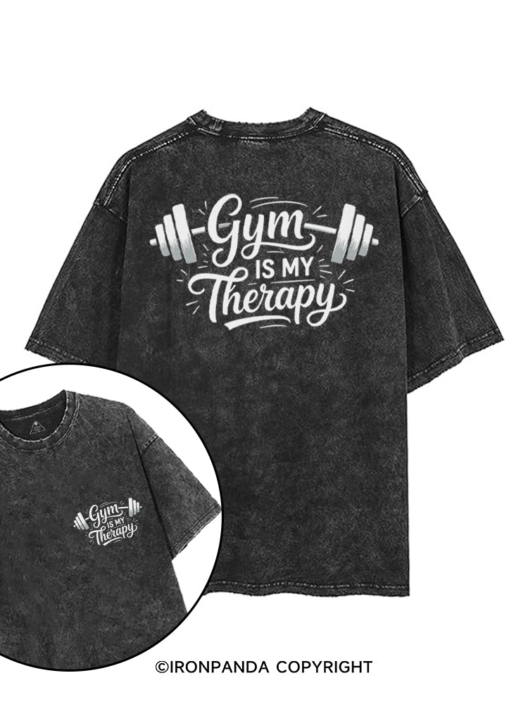 GYM IS MY THERAPY printed Gym Shirt