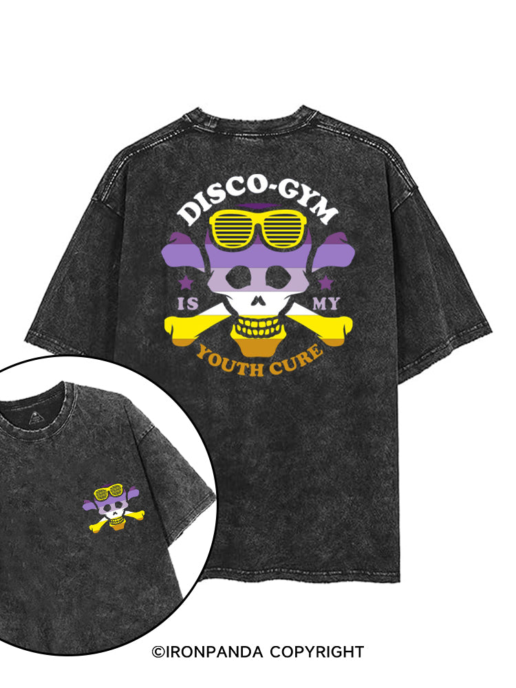 DISCO-GYM IS MY YOUTH CURE printed Gym Shirt
