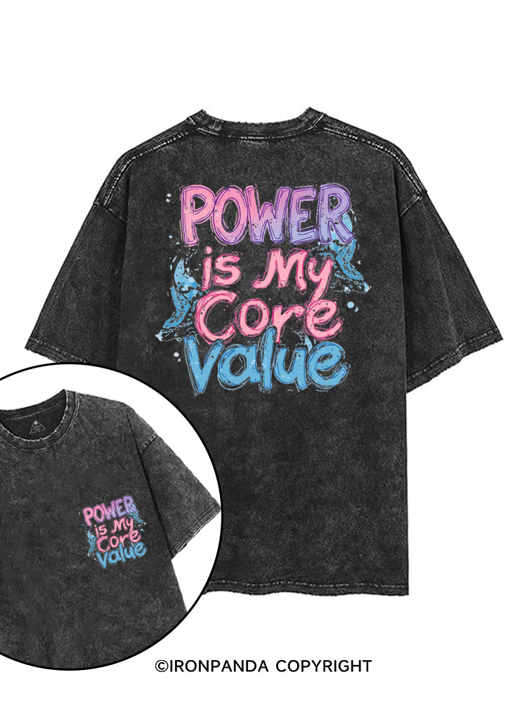 POWER IS MY  CORE VALUE printed Gym Shirt