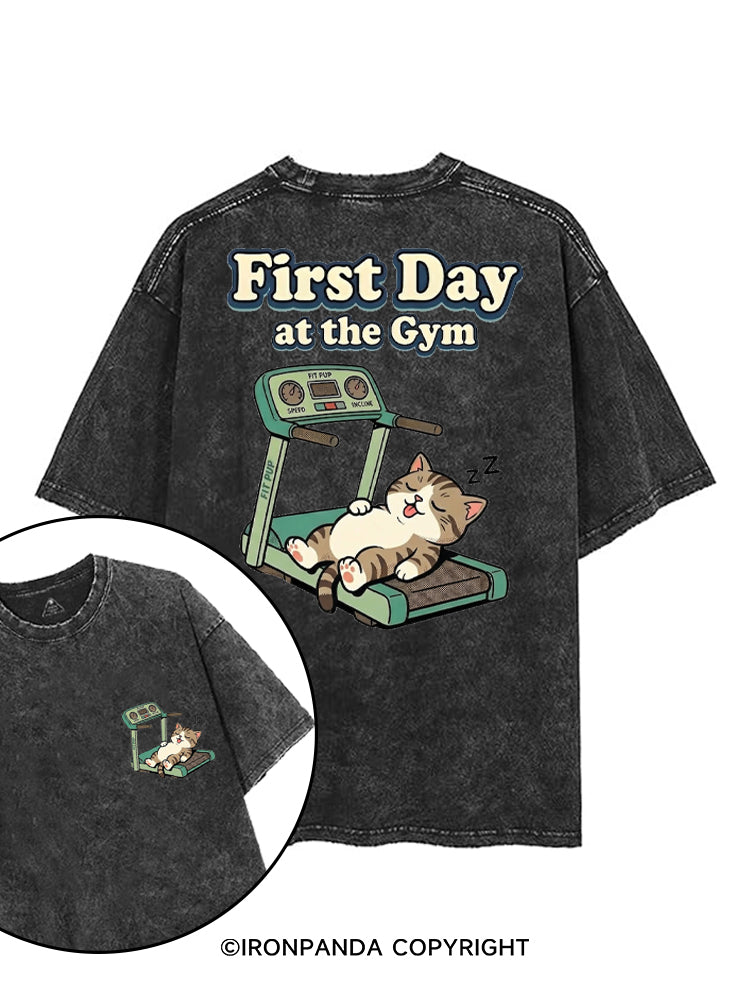 FIRST DAY AT THE GYM printed Gym Shirt