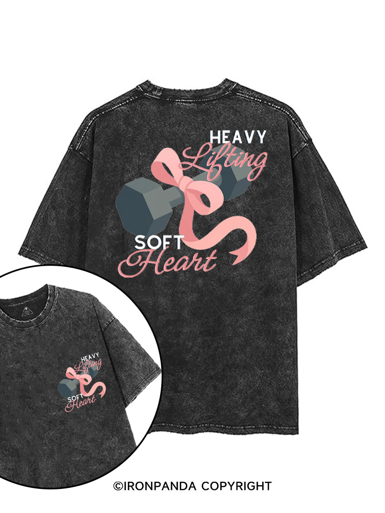 HEAVY LIFTING SOFT HEART printed Gym Shirt
