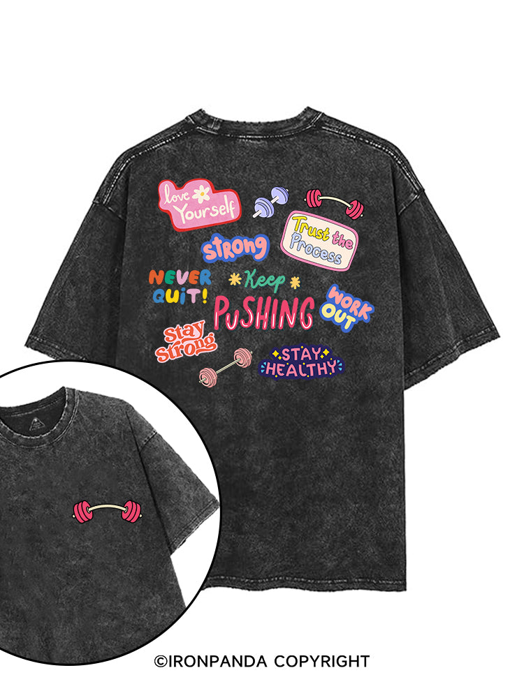 KEEP PUSHING printed Gym Shirt