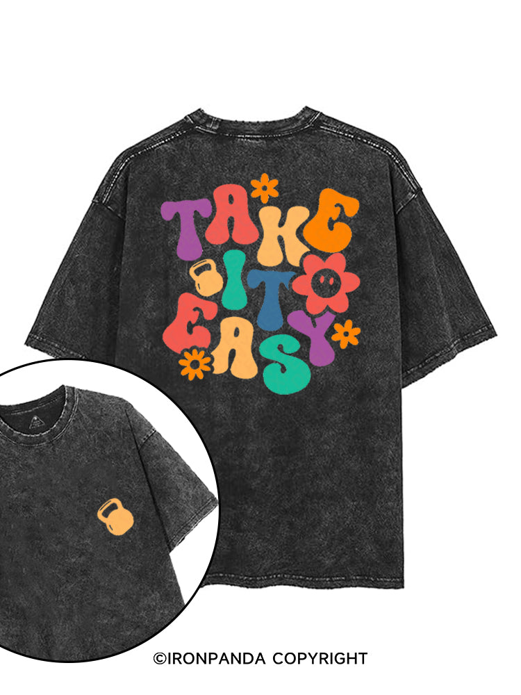 TAKE IT EASY printed Gym Shirt
