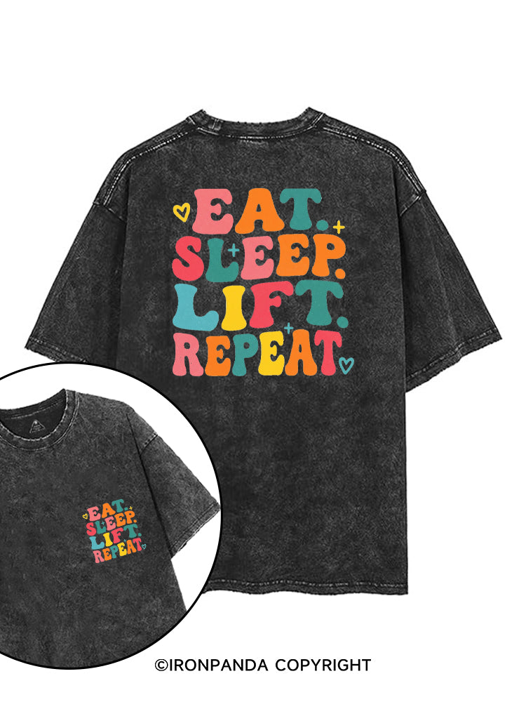 EAT SLEEP LIFT REPEAT printed Gym Shirt