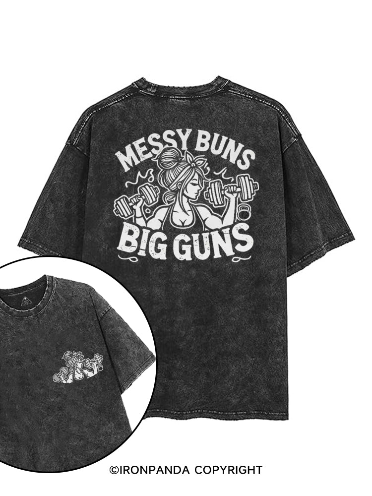 MESSY BUNS BIG GUNS printed Gym Shirt