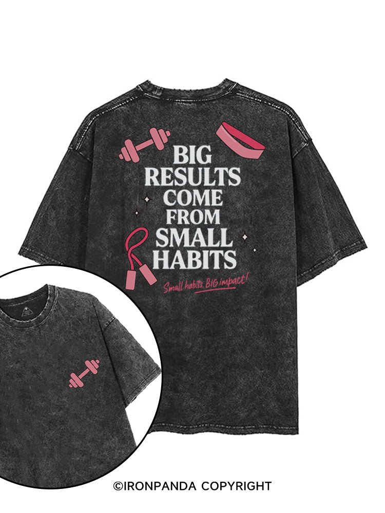 BIG RESULTS COME FROM SMALL HABITS  SMALL HABITS BIG IMPACT! printed Gym Shirt