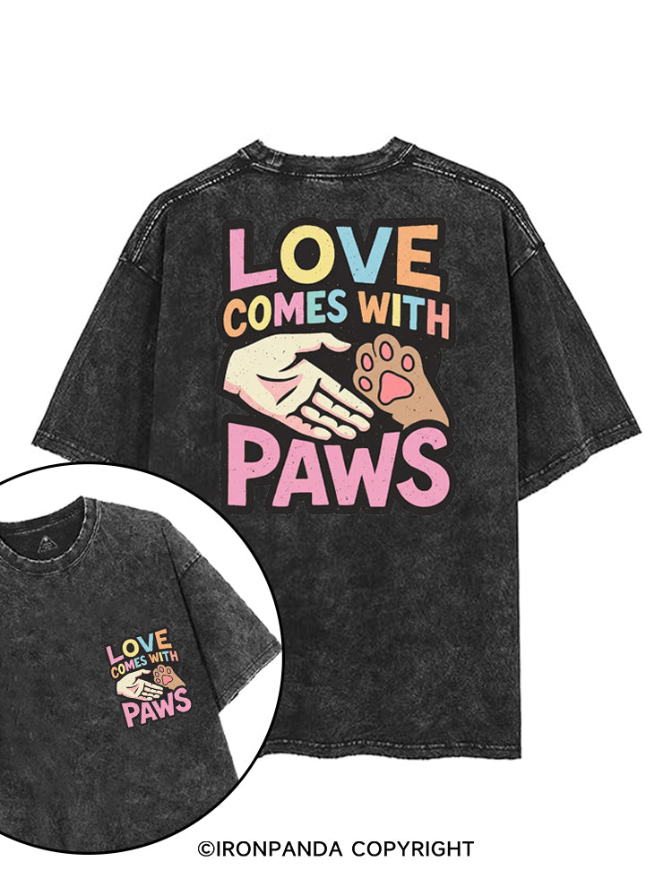 LOVE COMES WITH PAWS printed Gym Shirt