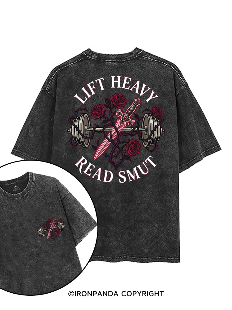LIFT HEAVY READ SMUT printed Gym Shirt