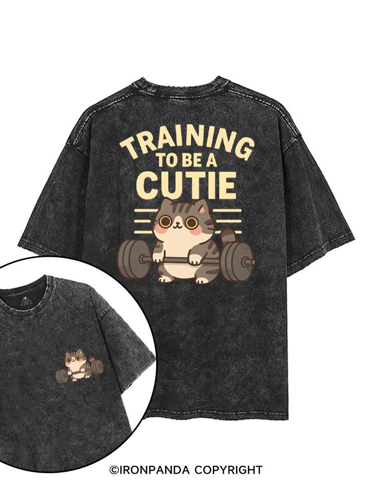 TRAINING TO BE A CUTIE printed Gym Shirt