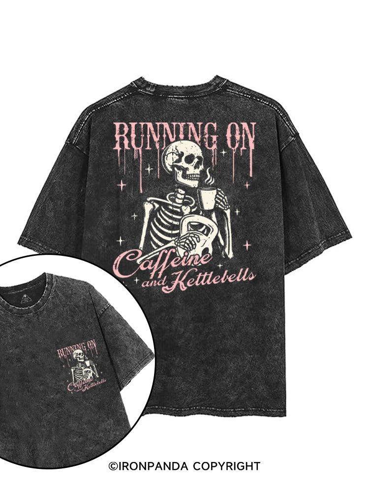 RUNNING ON CAFFEINE AND KETTLEBELLS printed Gym Shirt