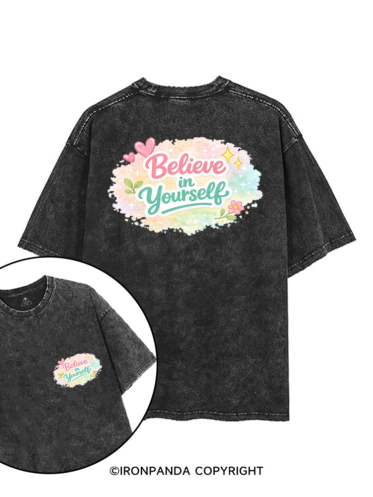 BELIEVE IN YOURSELF printed Gym Shirt