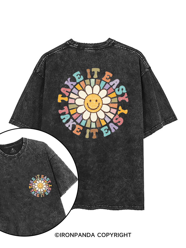 TAKE IT EASY printed Gym Shirt