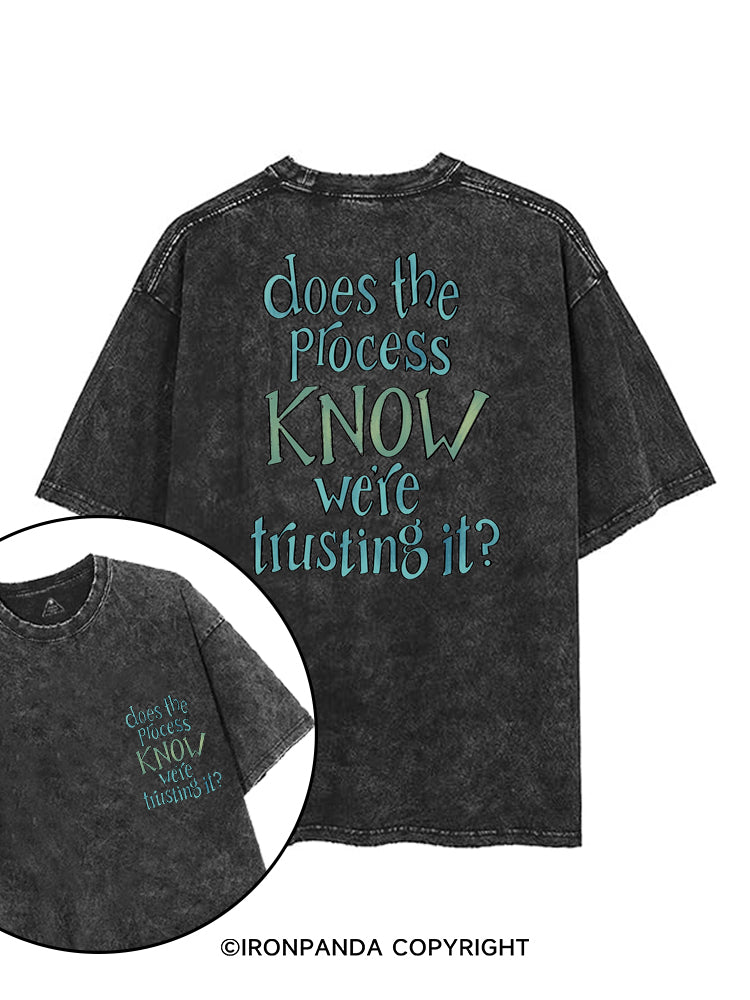 DOES THE PROCESS KNOW WE'RE TRUSTING IT? printed Gym Shirt