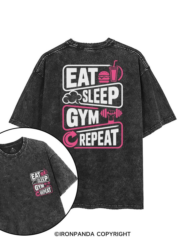 EAT SLEEP GYM REPEAT printed Gym Shirt