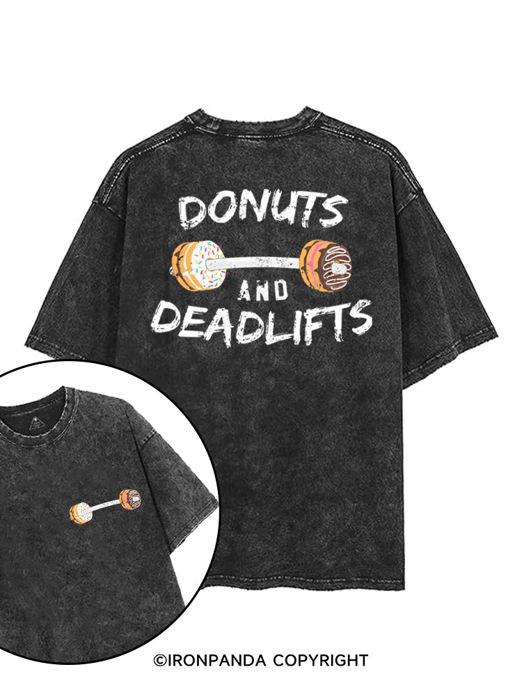 DONUTS AND DEADLIFTS printed Gym Shirt