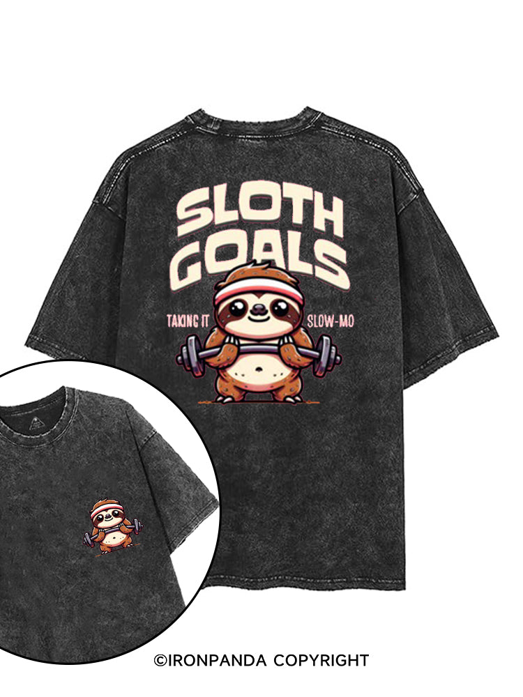 SLOTH GOALS TAKING IT SLOW-MO printed Gym Shirt
