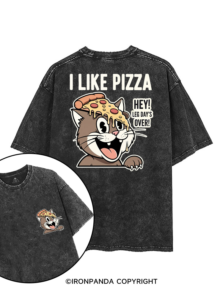 I LIKE PIZZA HEY! LEG DAY'S OVER! printed Gym Shirt
