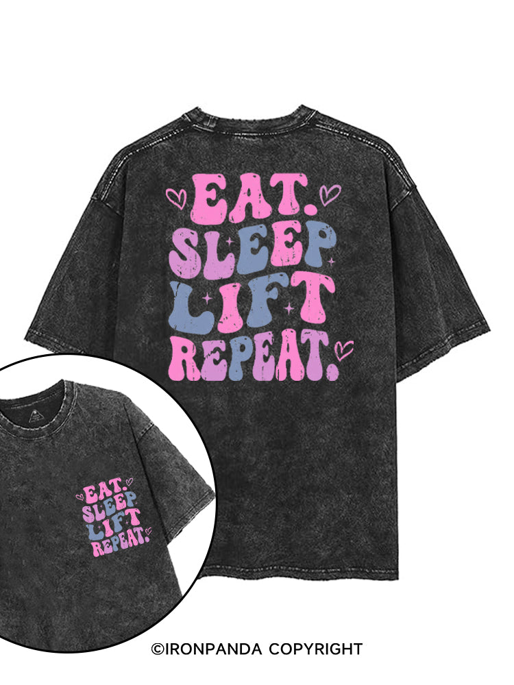 EAT SLEEP LIFT REPEAT printed Gym Shirt