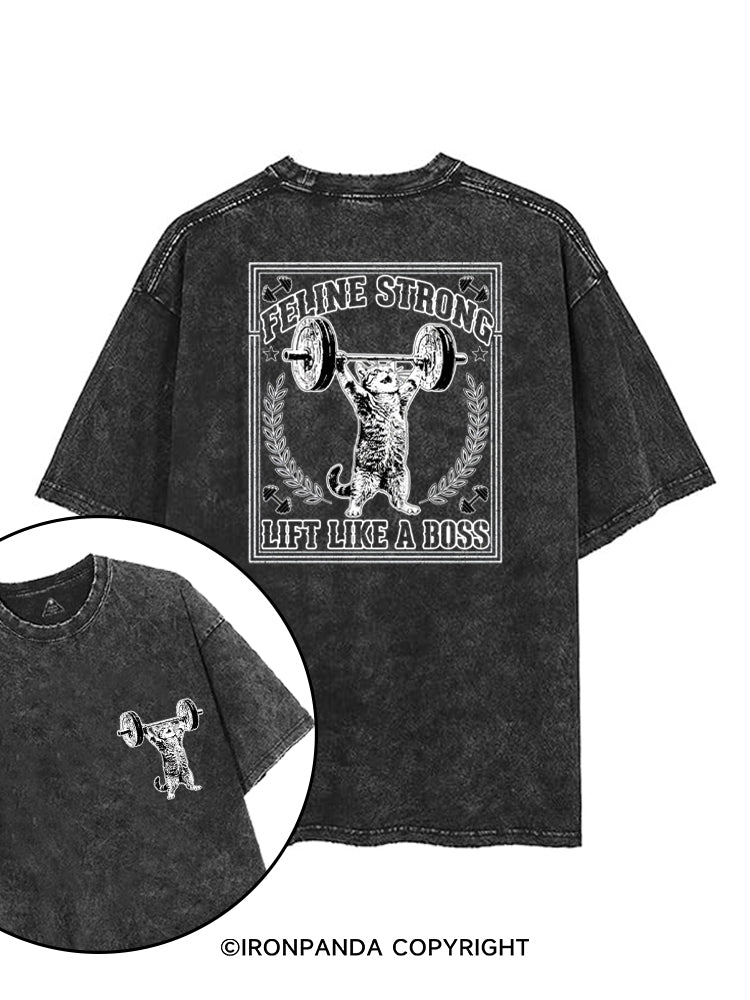 FELINE STRONG LIFT LIKE A BOSS printed Gym Shirt