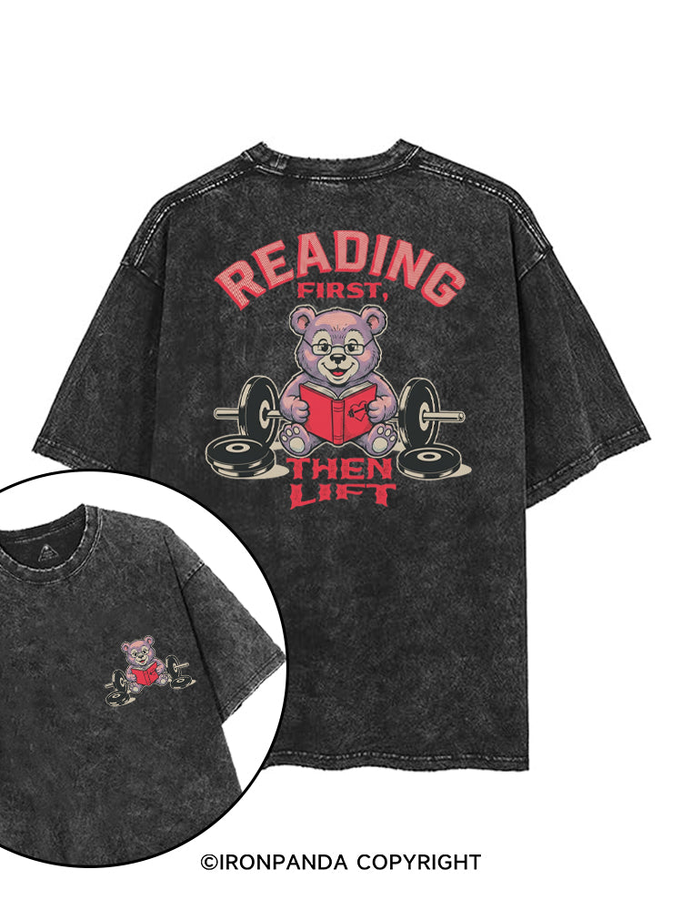 READING FIRST, THEN LIFT printed Gym Shirt