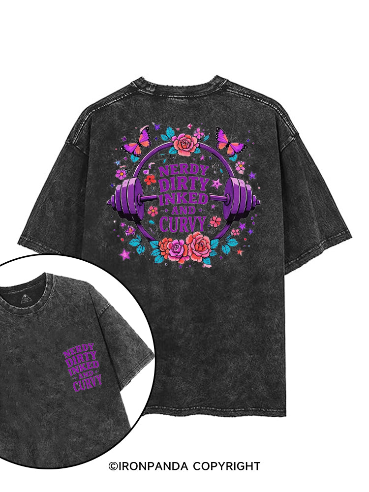 NERDY DIRTY INKED AND CURVY printed Gym Shirt