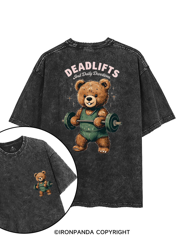 DEADLIFTS AND DAILY DEVOTIONS printed Gym Shirt