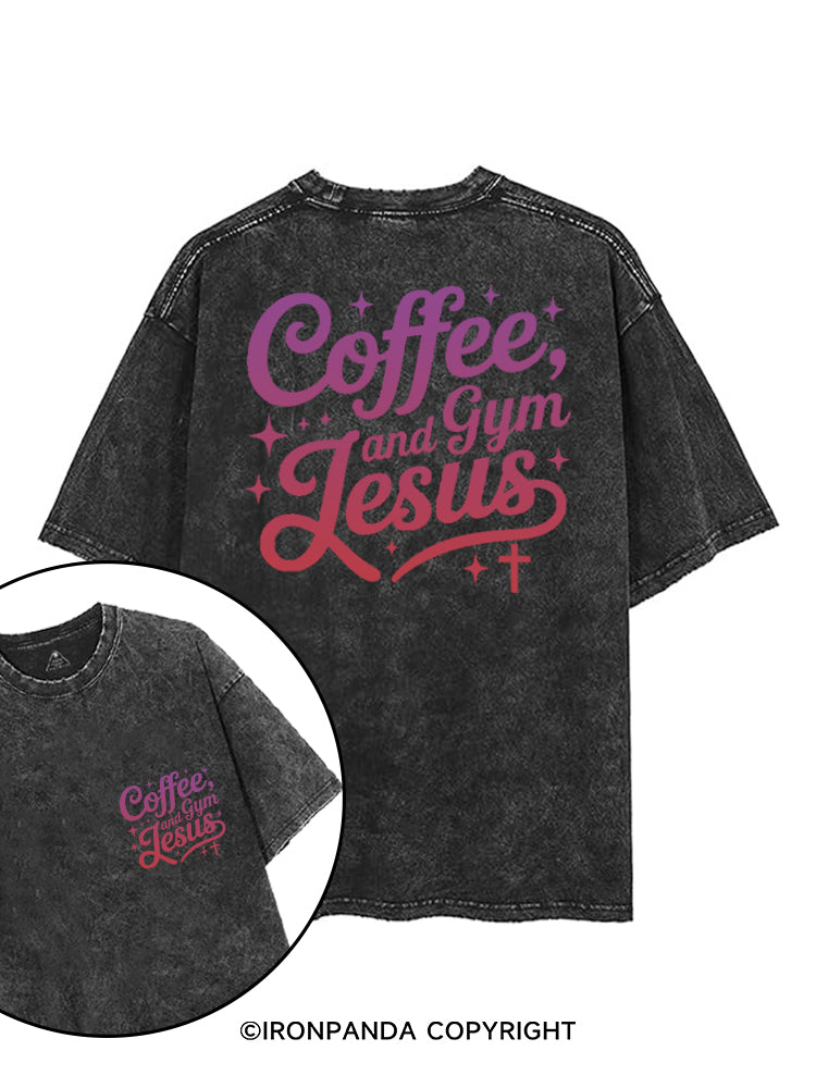 COFFEE, GYM AND JESUS printed Gym Shirt
