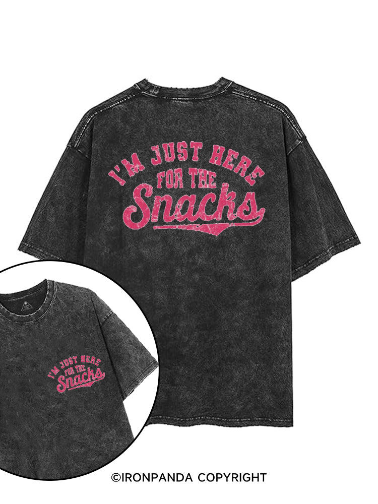 I'M JUST HERE FOR THE SNACKS printed Gym Shirt